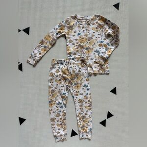 Little planet|Baby girl,toddler organic matching set in neutral tan Florals•••3T